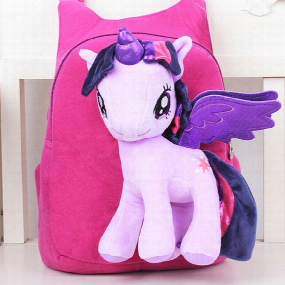Wholesale- Anime Backpack Cartoon Lovely Little Horse Kindergarten School Bags 3d Poni Unicorn Doll Plueh Backpack Toys For Children Gift