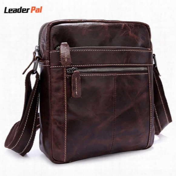Wholesale-genuine Leather Men Messenger Bags Vintage Small Crossbody Bag Handbags Crazy Horse Leather One Shoulder Bags For Men Sac A Main