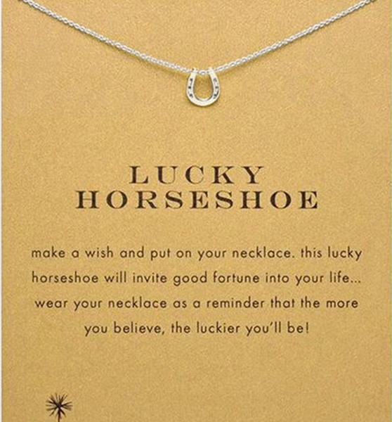 With Card! Silver And Gold Color Cute Dogeared Necklace With U Pendant(lucky Horseshoe), No Fade, Free Shipping And High Quality.