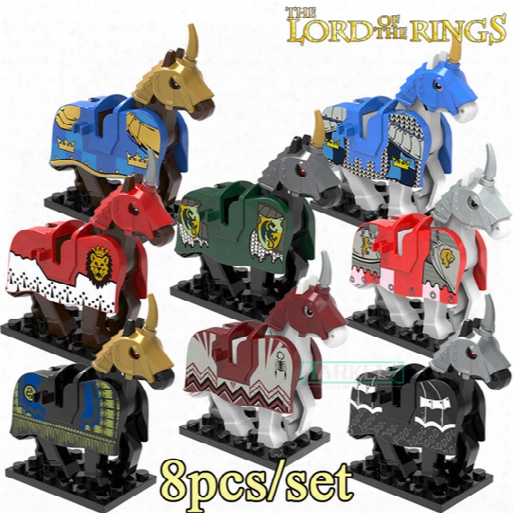 2017 8pcs/lot X0158 Myth Unicorn Horse Nazgul With Robe Building Blocks Lord Of The Rings Super Hero Hobbit Figures Bricks Kids Toy