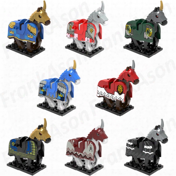 80pcs Mix Lot Battlw Horse With Armor Minifig Medieval War Batle Horses With Armor Star Wars Super Hero X0158 Mini Building Blocks Figures