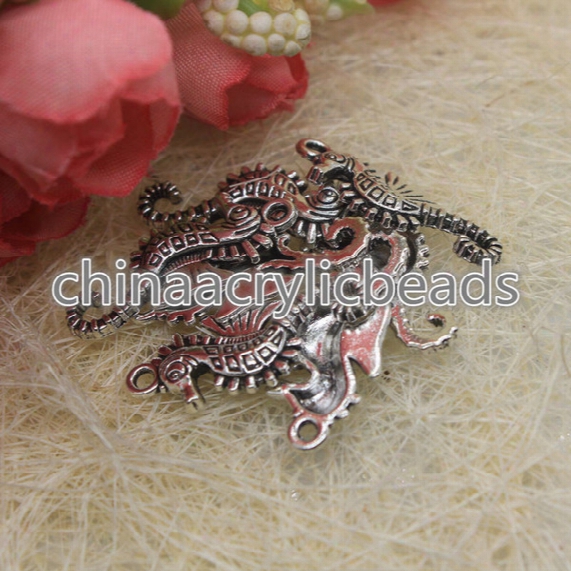 Lots 15pcs 29*12mm Retro Style Lovely Sea Horse Shape Crafts Tibet Silver Charms Pendants Fit Bracelet Necklace