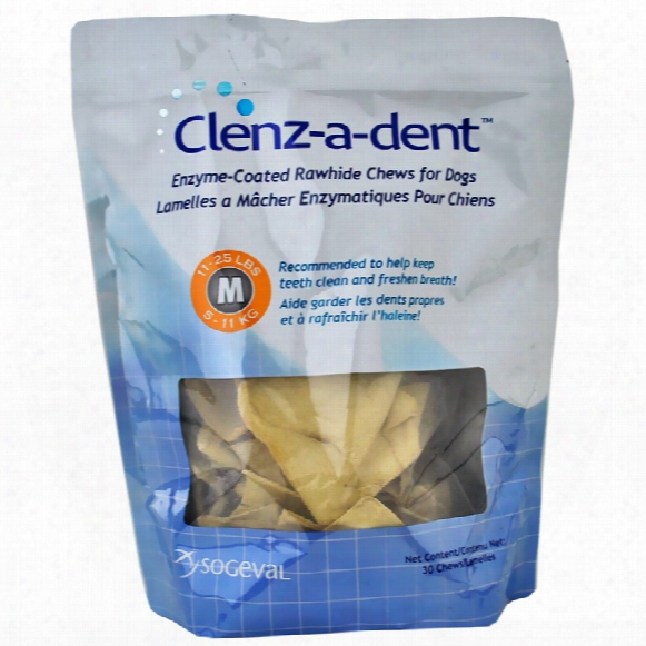 Clenz-a-dent Rawhide Chews For Dogs - Medium (30 Ct)