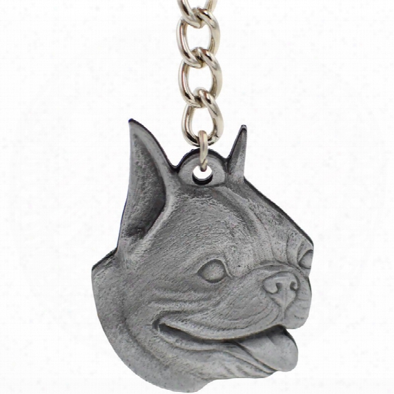 Dog Breed Keychain Usa Pewter - Boston Terrier (2.5&quot;)