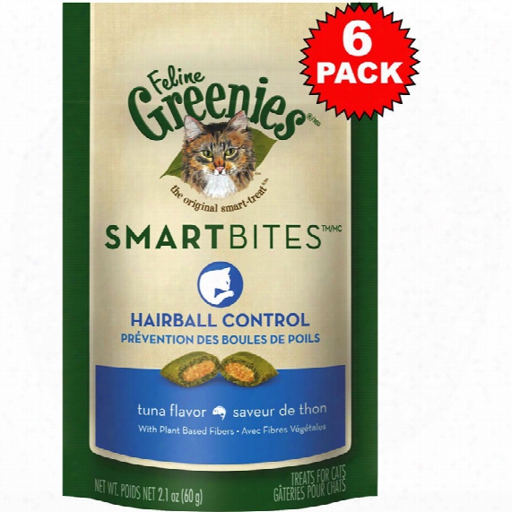 6-pack Feline Greenies Smartbites Hairball Control Tuna (12.6 Oz)
