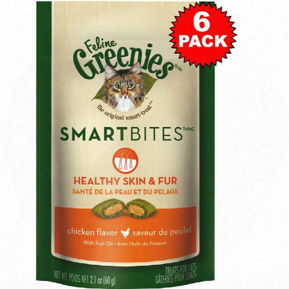 6-pack Feline Greenies Smartbites Skin & Fur Chicken (12.6 Oz)