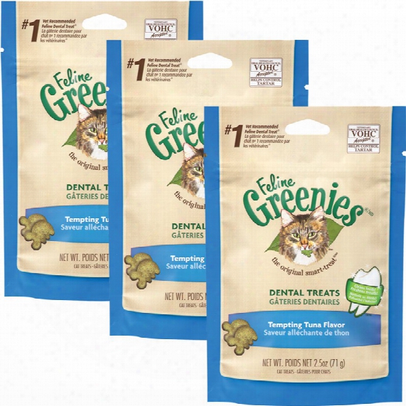 3-pack Greenies Feline Dental Treats - Tempting Tuna Flavor (7.5 Oz)