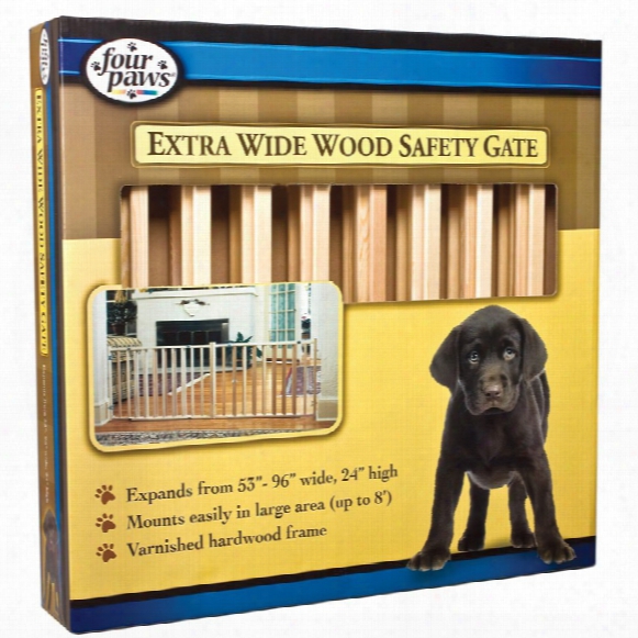 Four Paws Extra Wide Wood Safety Gate (53-96&quot; W X 24&quot; H)