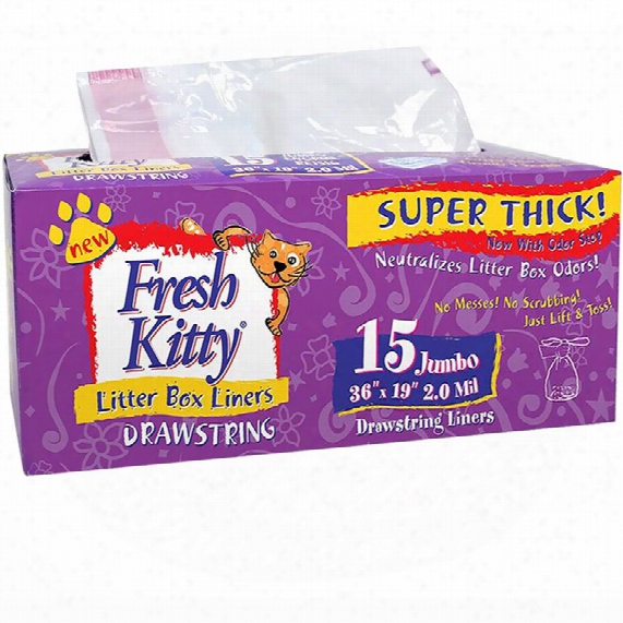 Fresh Kitty Jumbo Drawstring Liners - 36&quot; X 19&quot; (15 Count)