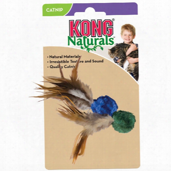 Kong Cat Naturals Crinkle Ball W/feathers Teaser