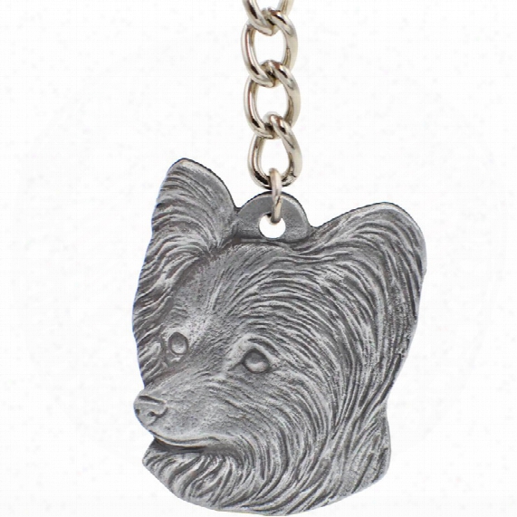 Dog Breed Keychain Usa Pewter - Papillon (2.5&quot;)