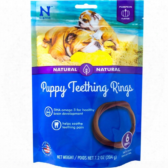 N-bone Puppy Teething Ring Pumpkin Flavor - 6 Pack (7.2 Oz)