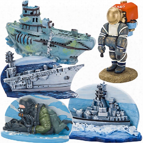 Navy Complete Aquarium Ornament Set