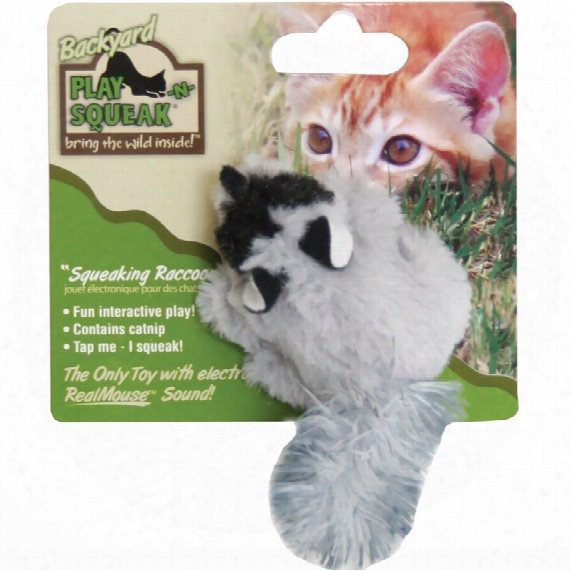Ourpets Play-n-squak Backyard Friend Cat Toy - Raccoon