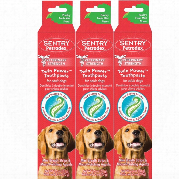 3-pack Sentry Petrodex Twin Power Toothpaste For Adult Dogs - Poultry Fresh Mint (7.5 Oz)