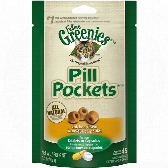 Greenies Pill Pockets For Cats Chicken Formula 1.6 Oz (45 Count)