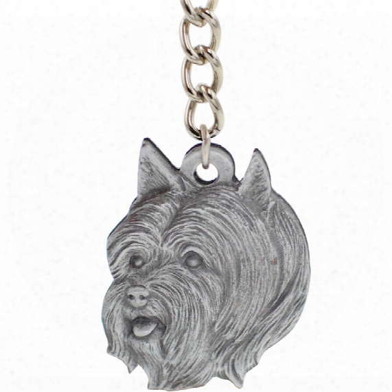 Dog Breed Keychain Usa Pewter - Silky Terrier (2.5&quot;)