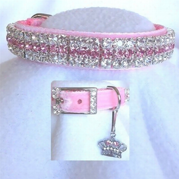 Rhinestone Dog Collars - Princess In Pink Velvet # 189 (medium)