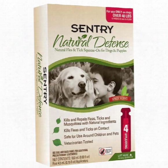 Sentry Natural Defense Flea & Tick Squeeze-on For Dogs Over 40 Lbs (4 Pack)