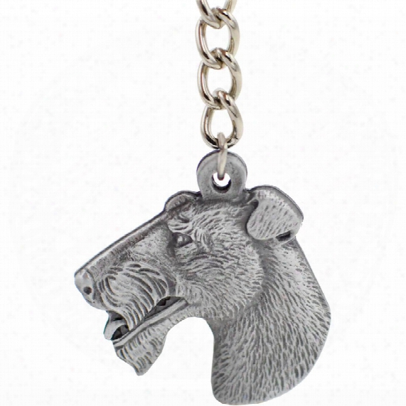Dog Breed Keychain Usa Pewter - Wirehaired Fox Terrier (2.5&quot;)
