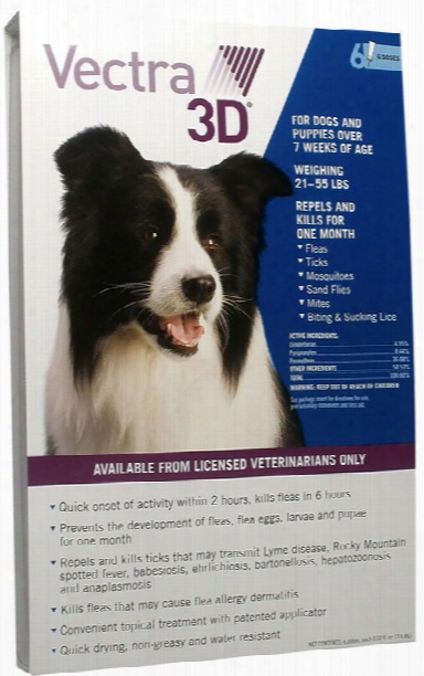 Vectra 3d Blue For Dogs & Puppies 21-55 Lbs - 6 Doses