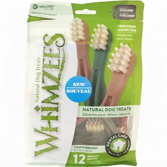 Whimzees Toothbrush Dental Dog Treats - Medium (12 Count)