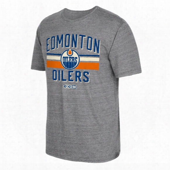 Edmonton Oilers Ccm Retro Classic Stripe Tri-blend T-shirt