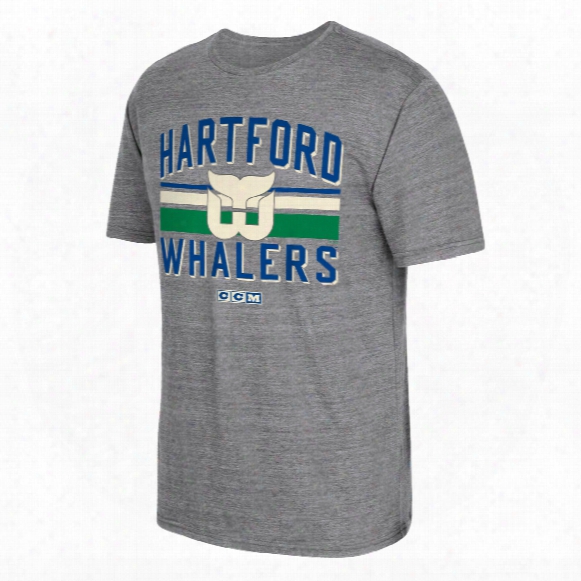 Hartford Whalers Ccm Retro Classic Stripe Tri-blend T-shirt