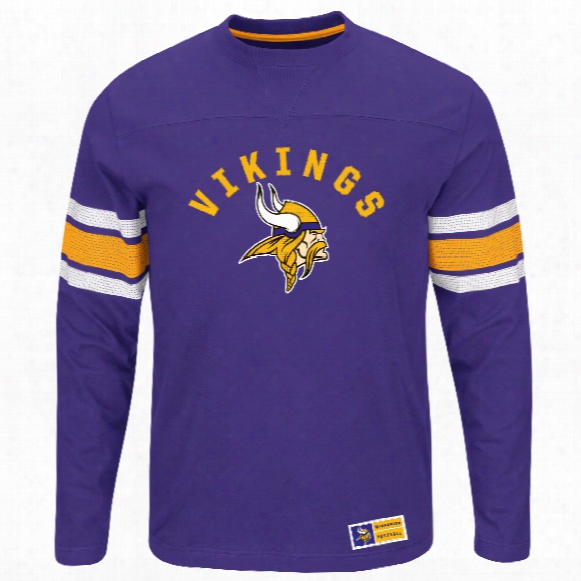 Minnesota Vikings 2016 Power Hit Long Sleeve Nfl T-shirt With Felt Applique