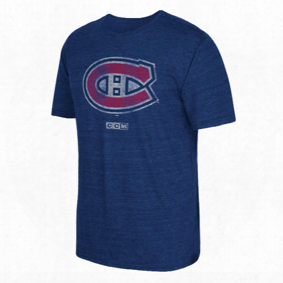 Montreal Canadiens Ccm Big Logo Tri-blend T-shirt (heather Nnavy)