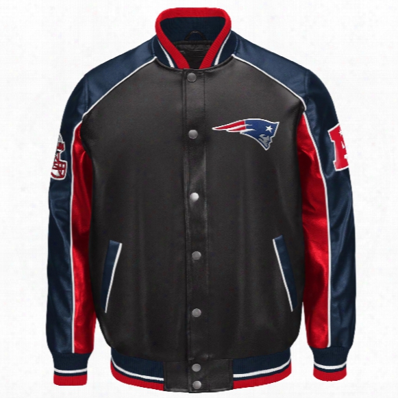 New England Patriots Superstar Pleather Varsity Jacket