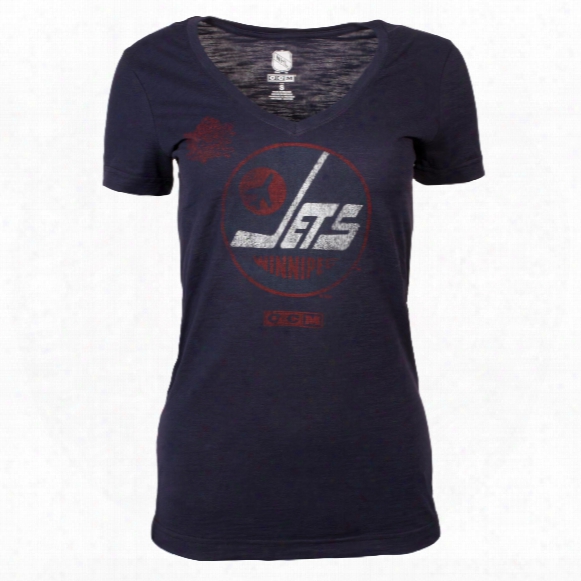 Winnipeg Jets 2016 Nhl Heritage Classic Women's Slub V-neck T-shirt