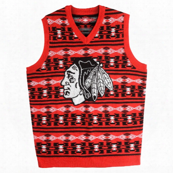 Chicago Blackhawks Nhl 2015 Ugly Knit Vest Sweater