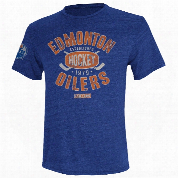 Edmonton Oilers Retro Crossed Puck Tri-blend T-shirt