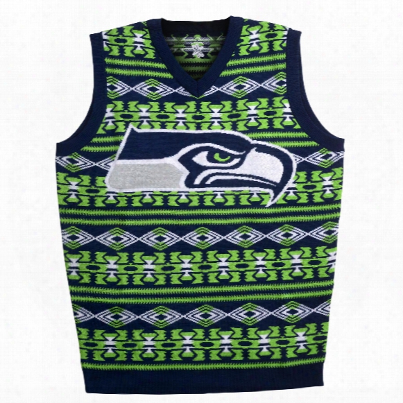 Seattle Seahawks Nfl 2015 Ugly Knit Vest Sweater