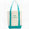 Life is Good Carry On Canvas Tote (Painted Teal)