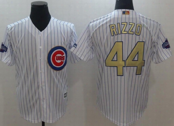 #17bryant #44rizzo #9 Baez #27russell #12 Schwarber Cool Base Stitched White Gold Jersey