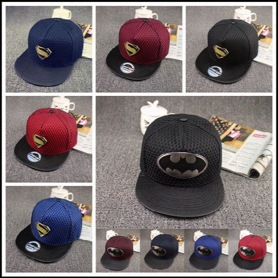 2015 Superman Batman Hat Super Hero Hats 10 Models Bat Man Baseball Cap Superhero Mesh Hat Christmas Gift Snapback Caps J071607#
