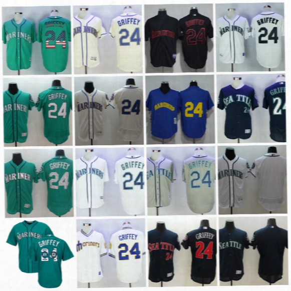 2017 Men's Seattle Mariners Jersey Ken Griffey Jr. Jerseys Black Cream Spring Training Green Flexbase Usa Flag Hall Of Fame White Jersey