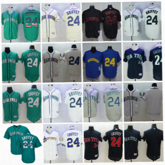 2017 Men&#039;s Seattle Mariners Jersey Ken Griffey Jr. Jerseys Black Cream Spring Training Green Flexbase Usa Flag Hall Of Fame White Jersey