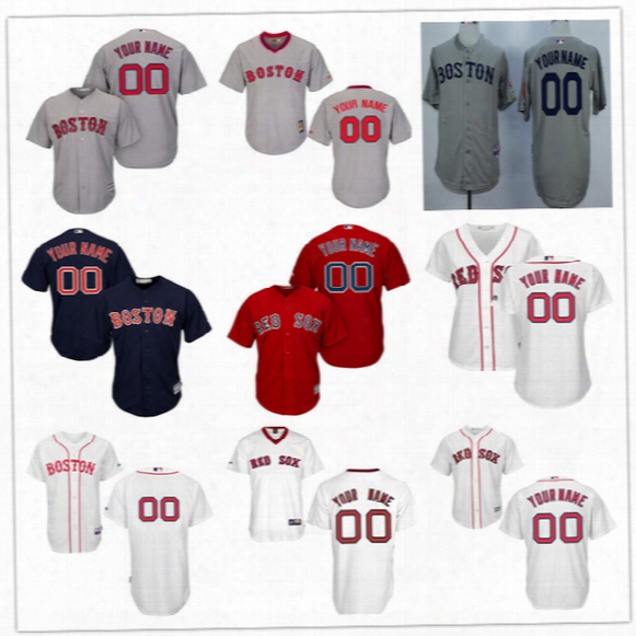 Customized Boston Red Sox Mens Womens Youth Kids Gray Road White Navy Blue Personalized Sewn On Your Own Name Number Jerseys S,4xl