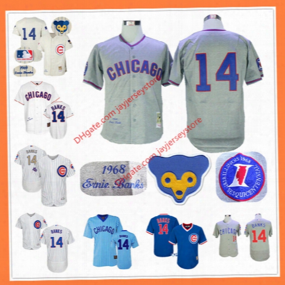 Ernie Banks Jersey 1968 Cooperstown Chicago Cubs Jerseys Hemp Grey White Cream Blue Pullover Flexbase Cool Base