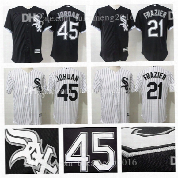 Men&#039;s Chicago White Sox 45 21 Michael Todd Frazier Jordan Baseball Jerseys Mlb Embroidery Elevated Black Alternate Cool Base Player Jersey