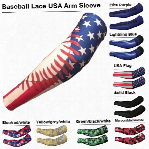 2017 Baseball Lace Usa American Flag Amr Sleeve