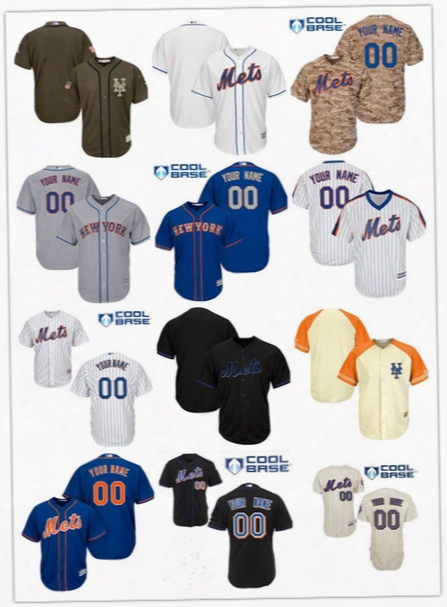 2017 Coolbase Custom Men&#039;s New York Mets Majestic Authentic Collection Personalized Baseball Jersey Stitched Size S-6xl Free Shipping