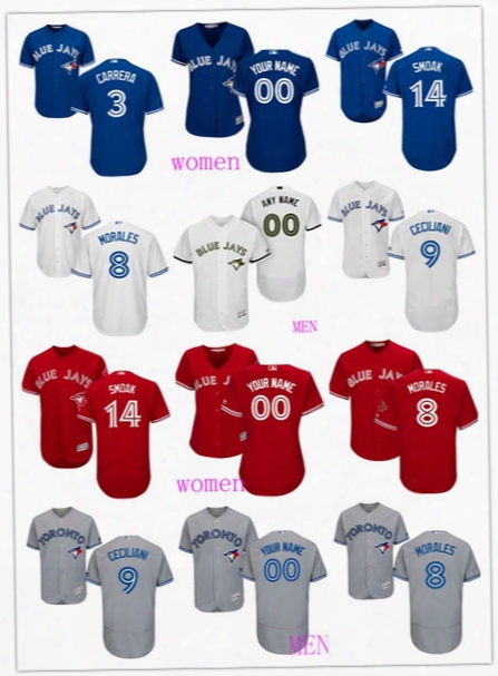 Custom Men&#039;s/women/youth Toronto Blue Jays 3 Ezequiel Carrera 9 Darrell Ceciliani 8 Kendrys Morale S14 Justin Smoak Baseball Jerseys