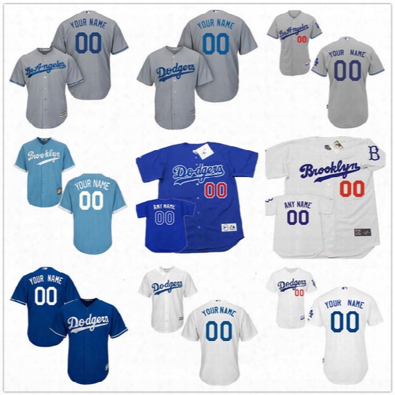 Customized Los Angeles Dodgers Womens Youth Kids Brooklyn Gray Road White Blue Retro Personalized Sewn On Your Own Name Number Jerseys S,4xl