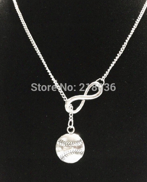 Infinity Baseball Softball Necklaces Pendant For Woman Vintage Silver Charms Choker Sweater Chain Necklaces Couple Punk Jewelry Diy Hot L449
