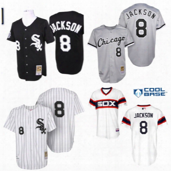 Men&#039;s #8 Mitchell And Ness Throwback Bo Jackson Jersey Chicago White Sox Baseball Jerseys Stitched Size S-4xl