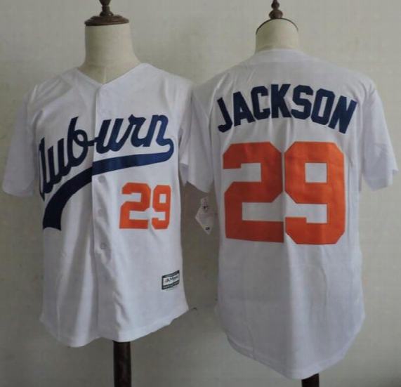 Men&#039;s Ncaa Auburn Tigers College Baseball Jersey Stitched White #29 Bo Jackson University Throwback Vintage Jersey S-3xl